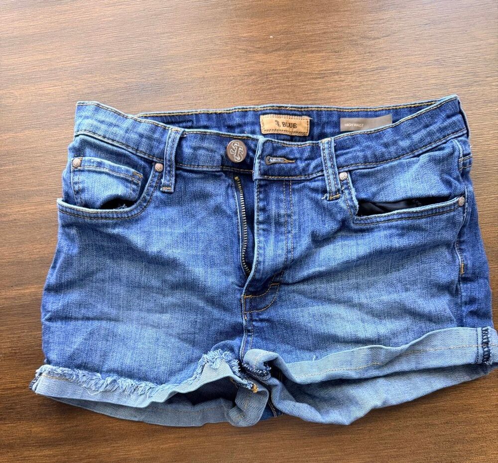 STS Blue High Rise Distressed Denim Shorts Size 11 Blue Jean Cutoffs